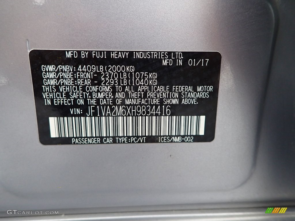 2017 WRX STI - Ice Silver Metallic / Carbon Black photo #34