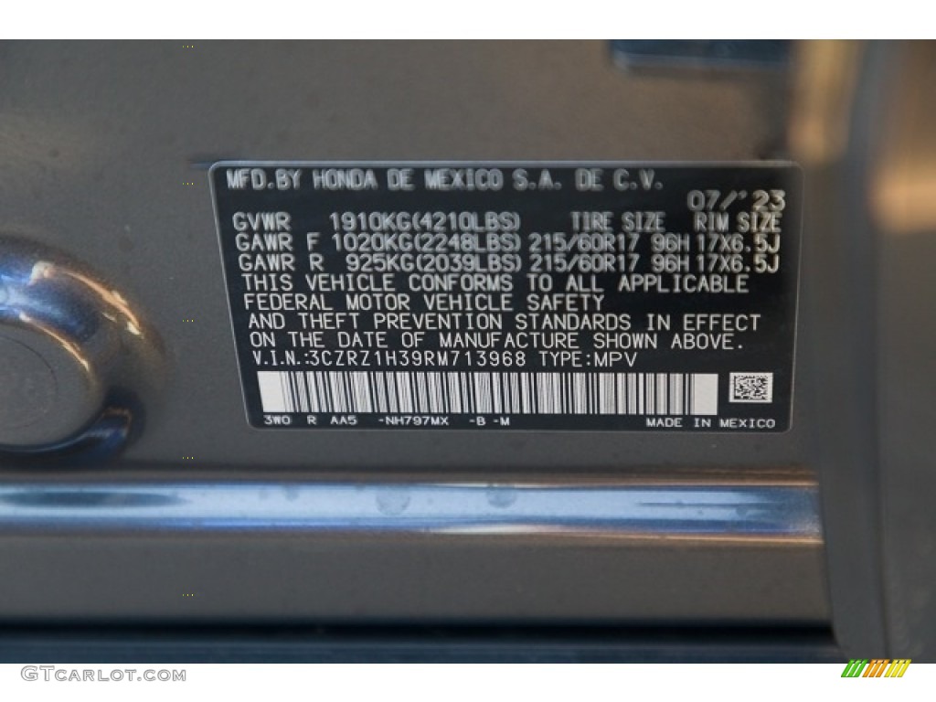 2024 HR-V Color Code NH797MX for Modern Steel Metallic Photo #146431594