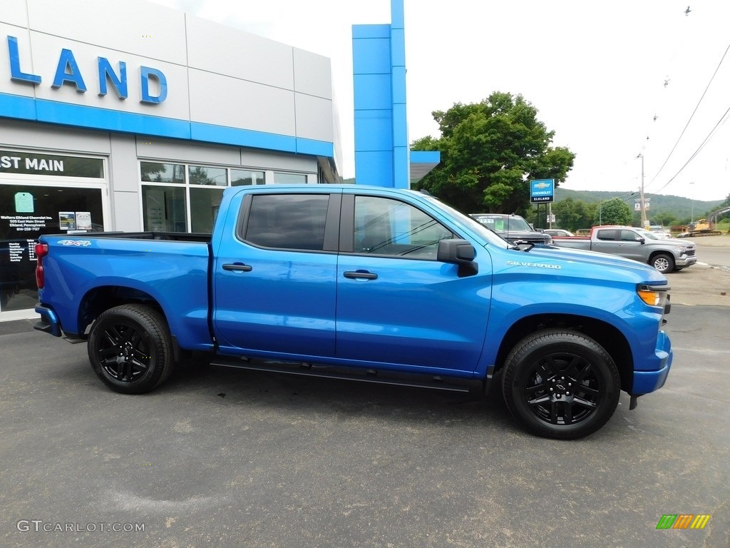 Glacier Blue Metallic 2024 Chevrolet Silverado 1500 Custom Crew Cab 4x4 Exterior Photo #146431715