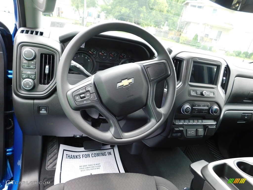 2024 Chevrolet Silverado 1500 Custom Crew Cab 4x4 Jet Black Steering Wheel Photo #146432077
