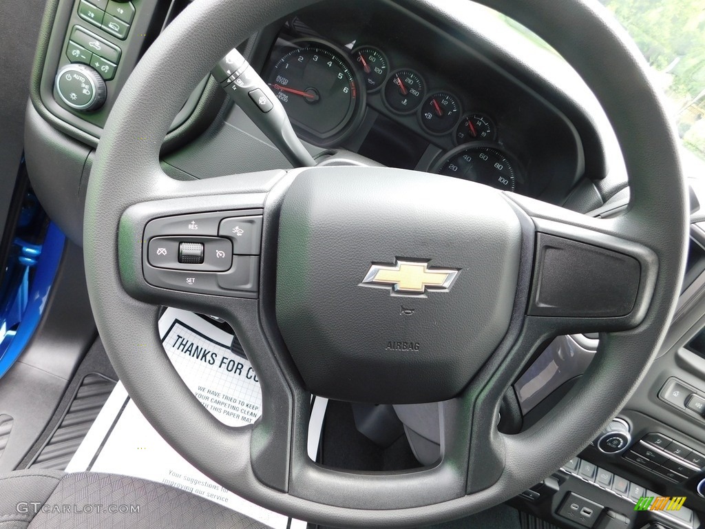 2024 Chevrolet Silverado 1500 Custom Crew Cab 4x4 Jet Black Steering Wheel Photo #146432096
