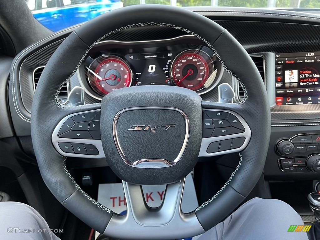 2023 Dodge Charger SRT Hellcat Widebody Jailbreak Black Steering Wheel Photo #146432391
