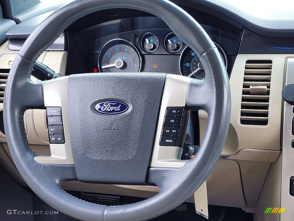 2009 Ford Flex SE Medium Light Stone Steering Wheel Photo #146434601