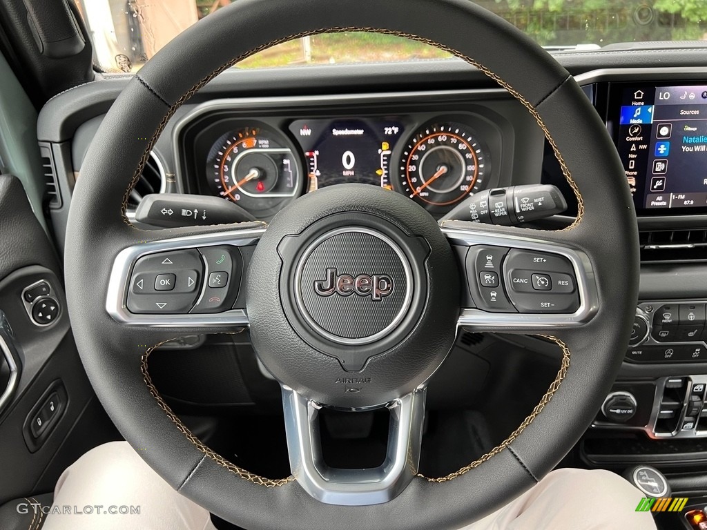 2024 Jeep Wrangler 4-Door Sahara 4x4 Black Steering Wheel Photo #146436672