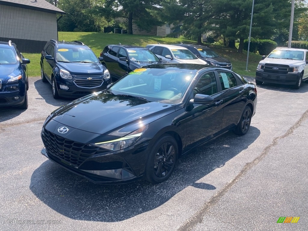 2021 Elantra Blue Hybrid - Phantom Black / Black photo #2