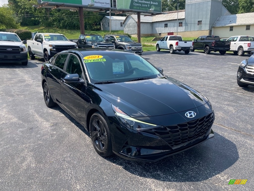 2021 Elantra Blue Hybrid - Phantom Black / Black photo #7