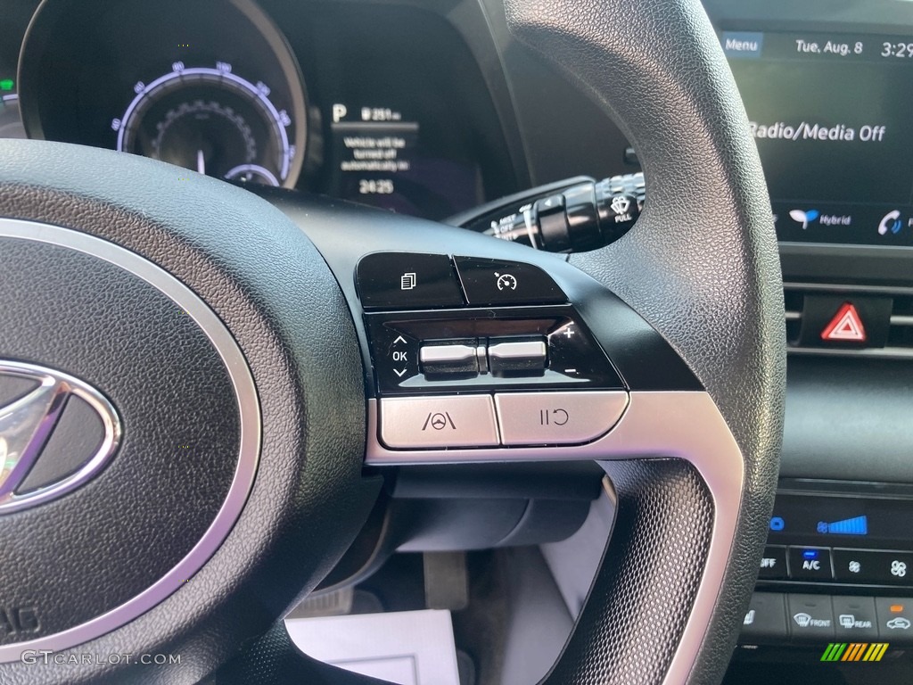2021 Hyundai Elantra Blue Hybrid Black Steering Wheel Photo #146438313
