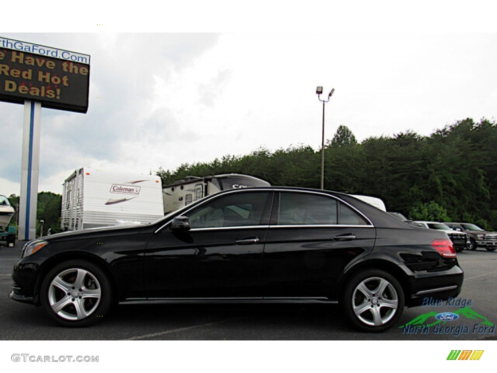2014 E 350 Sedan - Black / Silk Beige/Espresso Brown photo #2