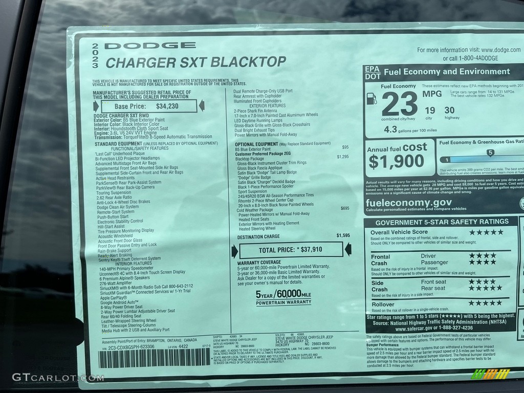 2023 Charger SXT - B5 Blue Pearl / Black photo #27