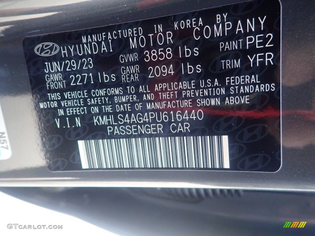 2023 Elantra Color Code PE2 for Ecotronic Gray Photo #146445038