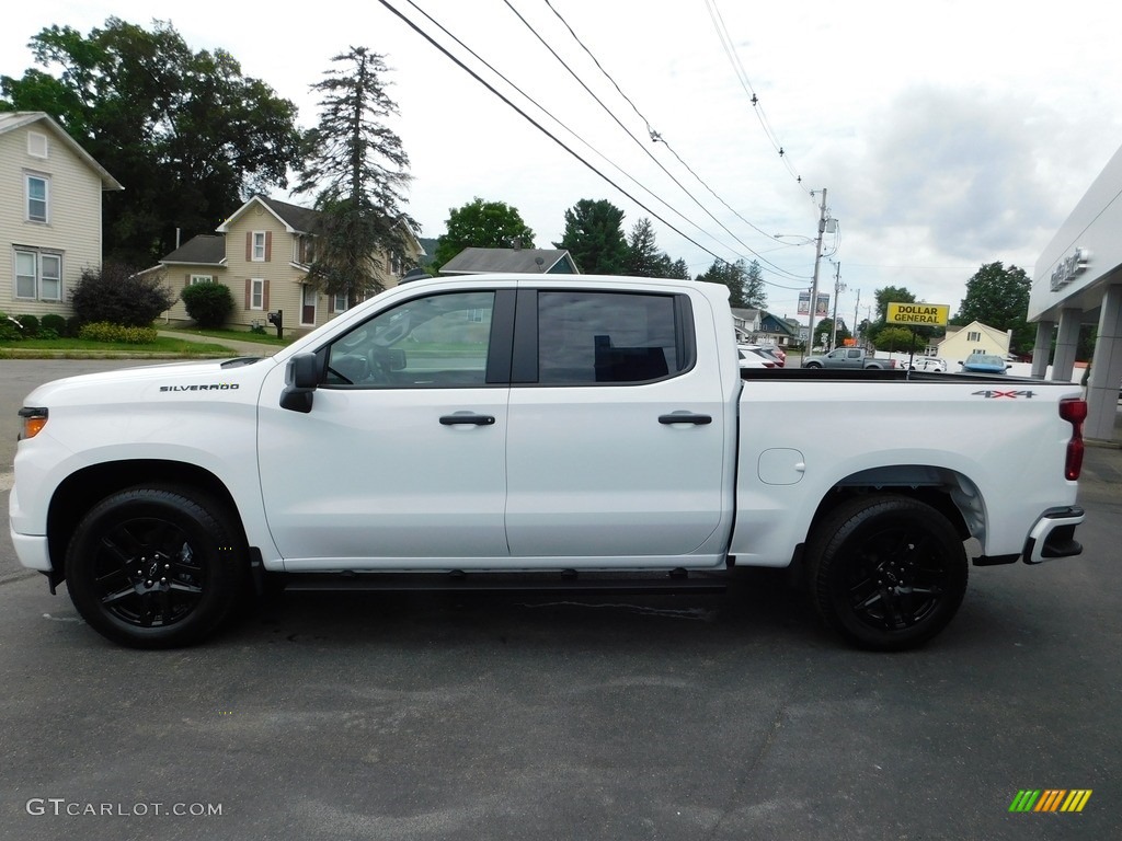 Summit White 2023 Chevrolet Silverado 1500 Custom Crew Cab 4x4 Exterior Photo #146446055