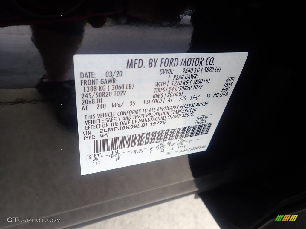 2020 Lincoln Nautilus Reserve AWD Color Code Photos