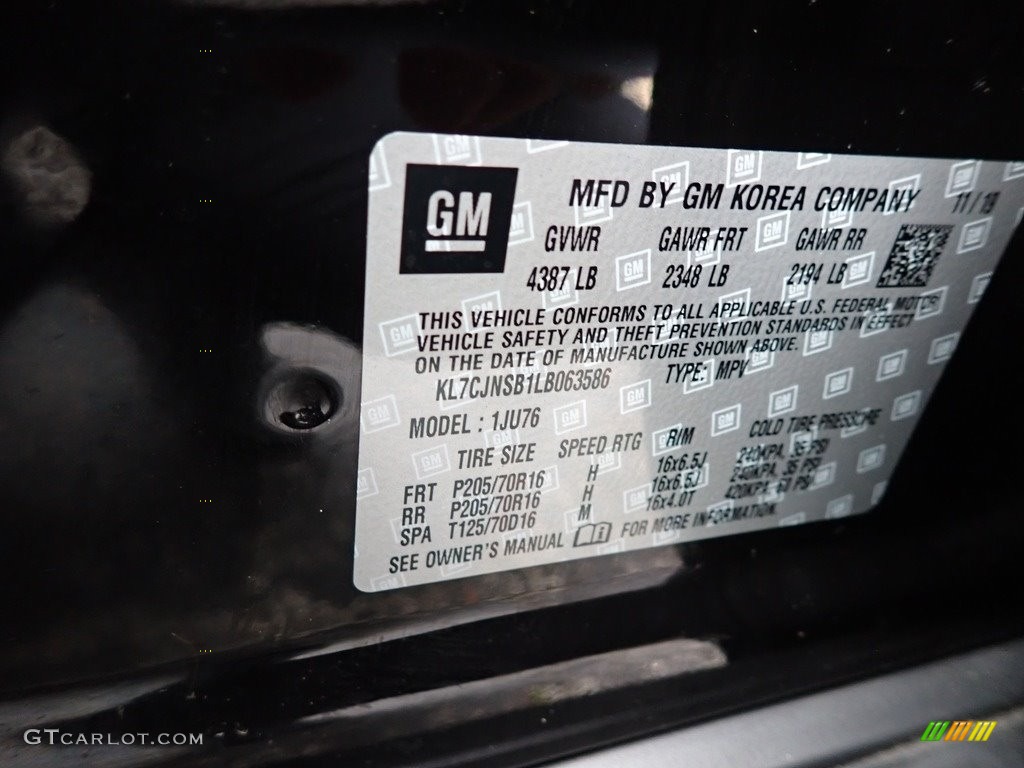 2020 Trax LS AWD - Mosaic Black Metallic / Jet Black photo #15