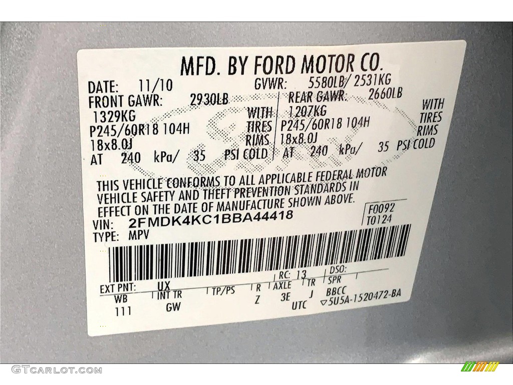 2011 Edge Color Code UX for Ingot Silver Metallic Photo #146451757