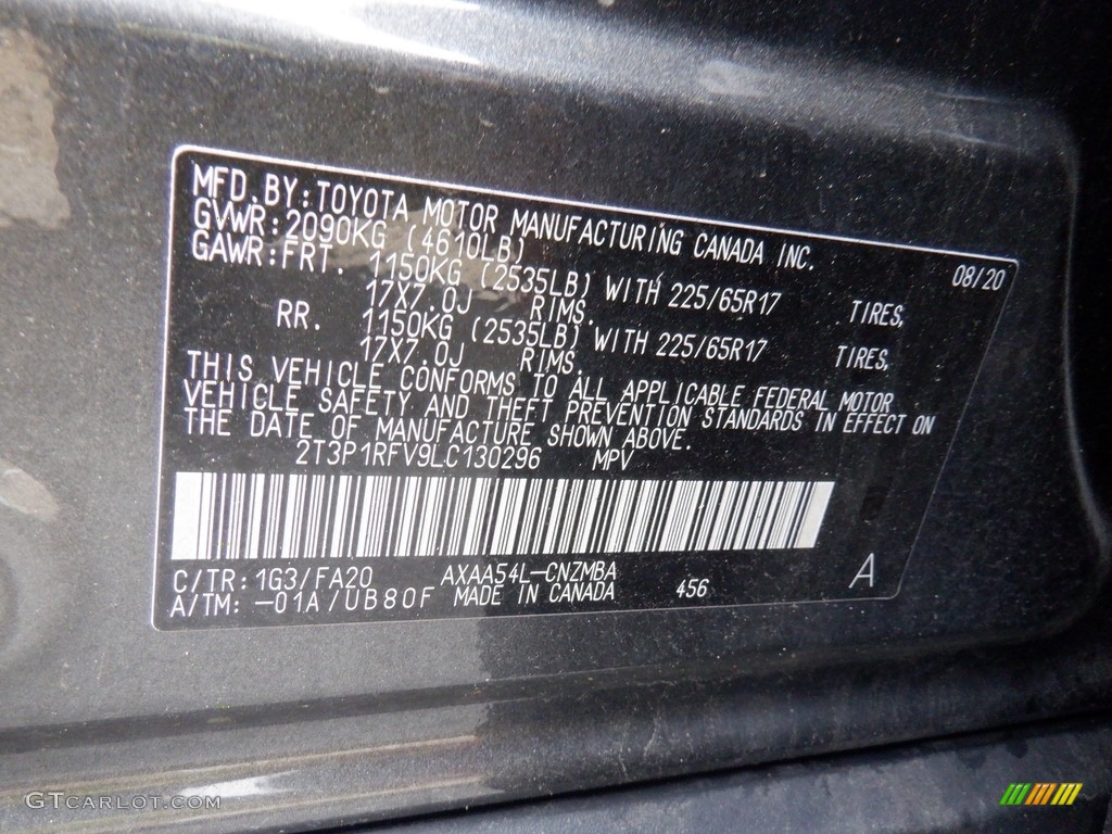 2020 RAV4 Color Code 1G3 for Magnetic Gray Metallic Photo #146453764