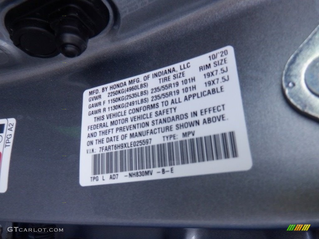 2020 Honda CR-V Touring AWD Hybrid Color Code Photos