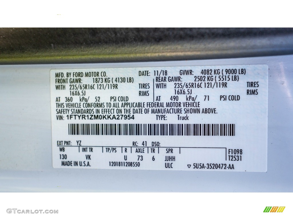 2019 Transit Van 250 LR Regular - Oxford White / Pewter photo #31