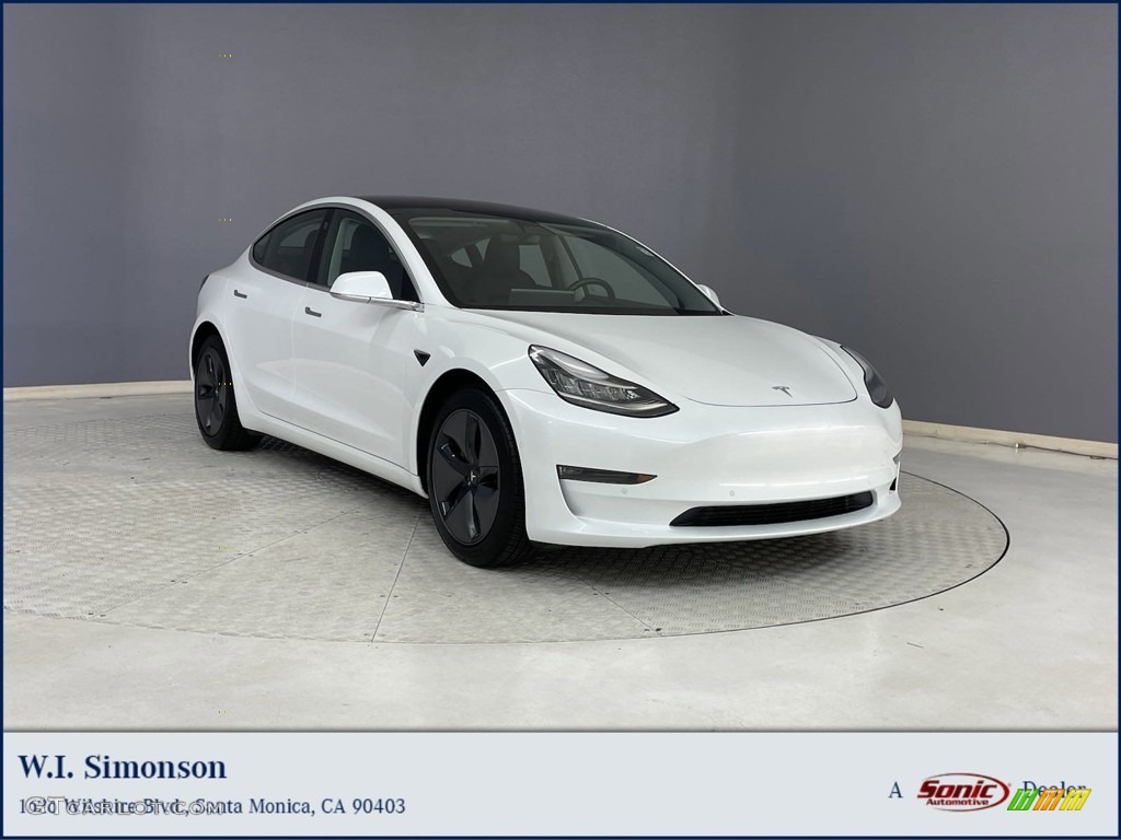 2018 Model 3 Long Range AWD - Pearl White Multi-Coat / Black photo #1