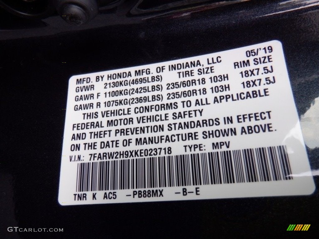 2019 CR-V Touring AWD - Gunmetal Metallic / Gray photo #37
