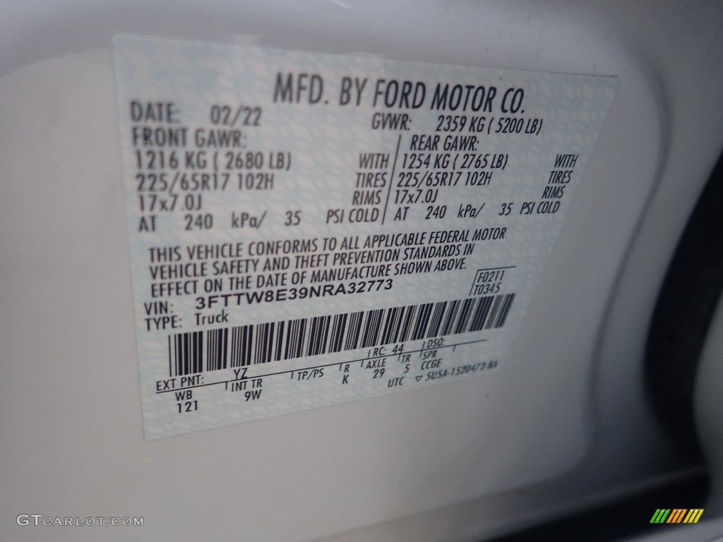 2022 Ford Maverick XLT Hybrid Color Code Photos