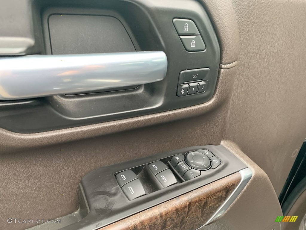 2020 GMC Sierra 2500HD Denali Crew Cab 4WD Dark Walnut/Dark Ash Gray Door Panel Photo #146473081