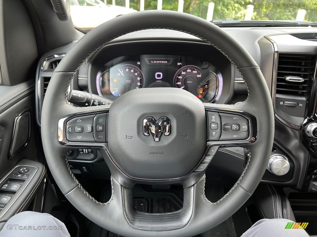 2023 Ram 1500 Limited Crew Cab 4x4 Black Steering Wheel Photo #146475571
