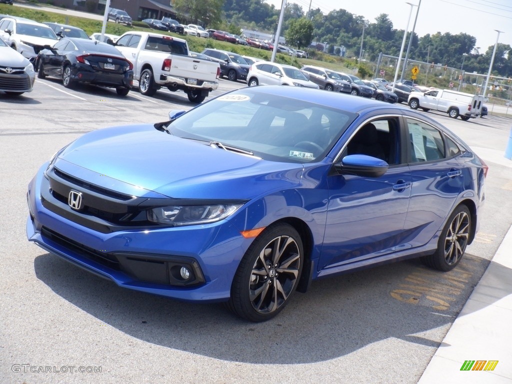 2020 Civic Sport Sedan - Aegean Blue Metallic / Black photo #4
