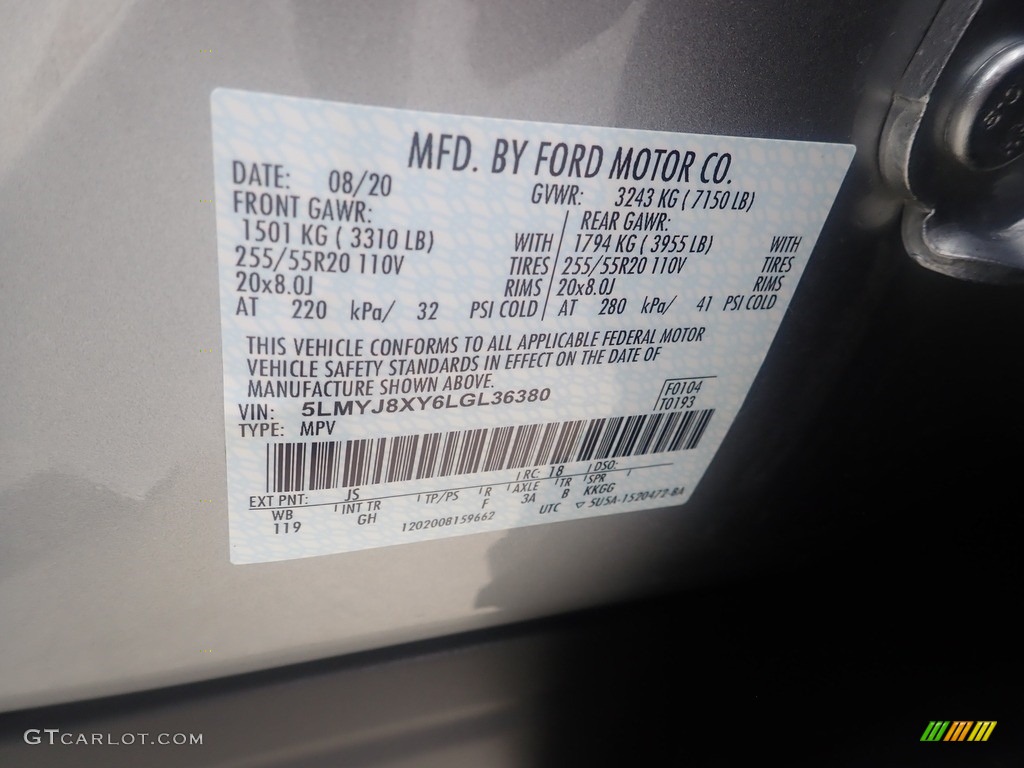 2020 Lincoln Aviator Grand Touring AWD Color Code Photos