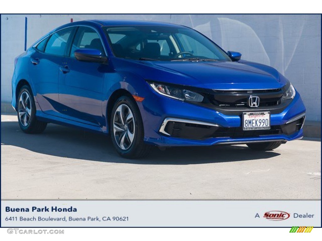 2019 Civic LX Sedan - Agean Blue Metallic / Black photo #1