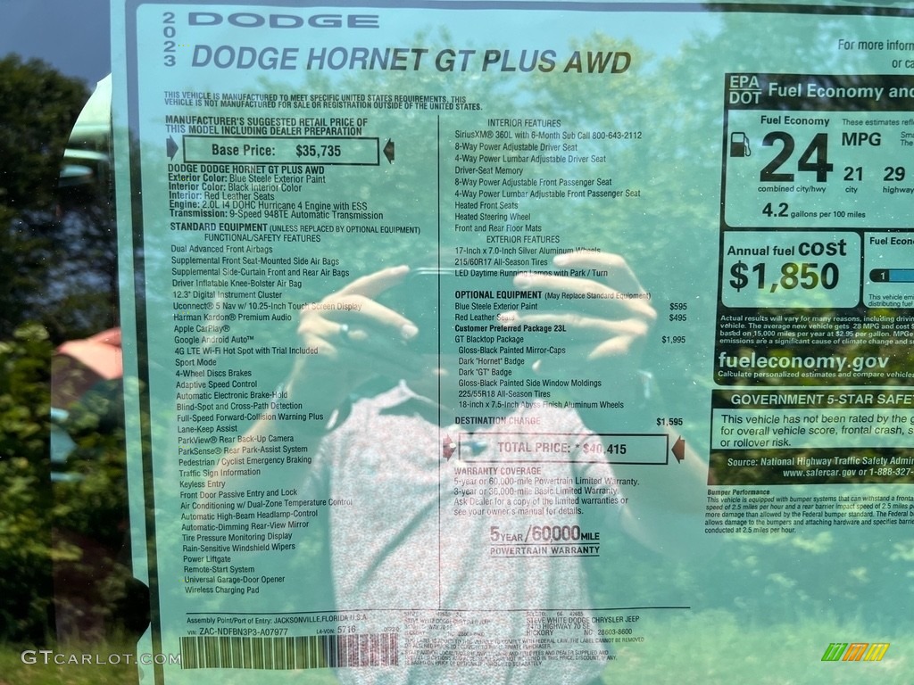 2023 Dodge Hornet GT Plus AWD Window Sticker Photo #146486950