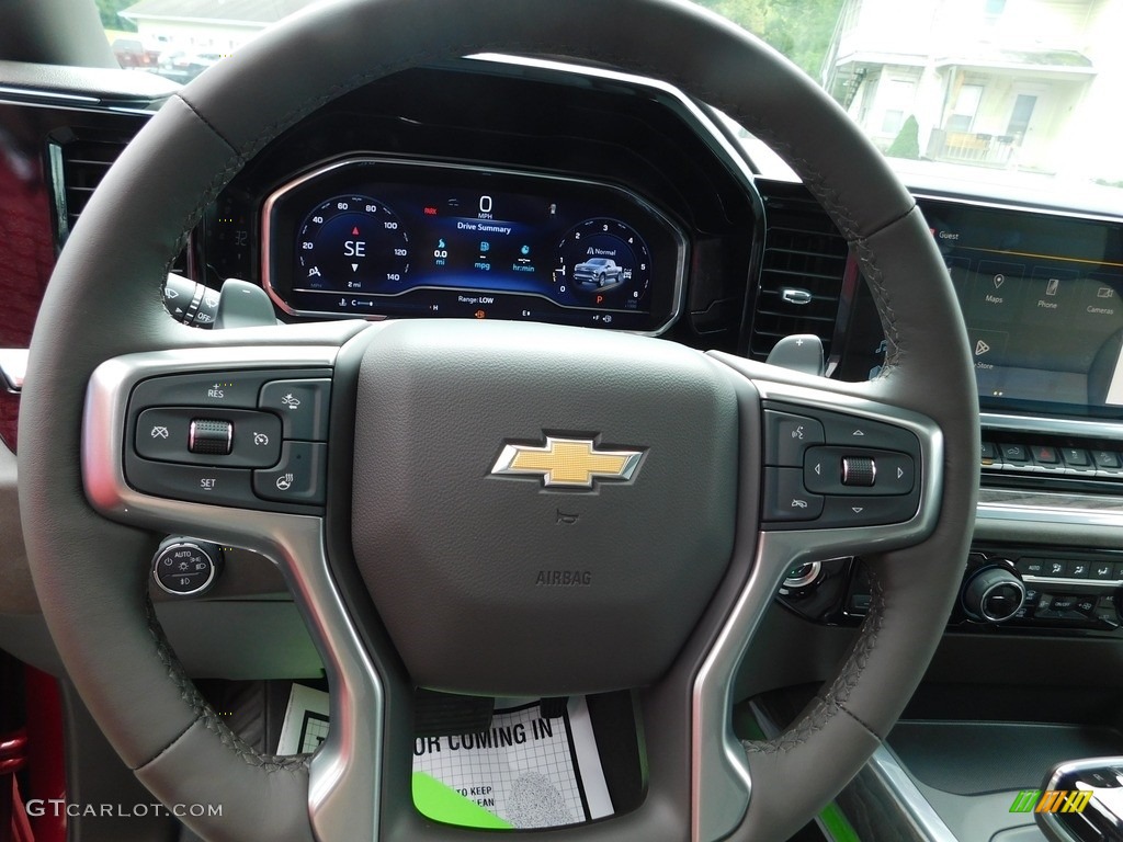 2023 Chevrolet Silverado 1500 LTZ Crew Cab 4x4 Gideon/Very Dark Atmosphere Steering Wheel Photo #146490075