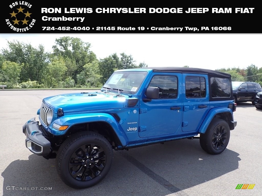 2024 Wrangler 4-Door Sahara 4xe Hybrid - Hydro Blue Pearl / Black photo #1