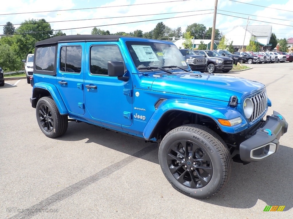 Hydro Blue Pearl 2024 Jeep Wrangler 4-Door Sahara 4xe Hybrid Exterior Photo #146495734