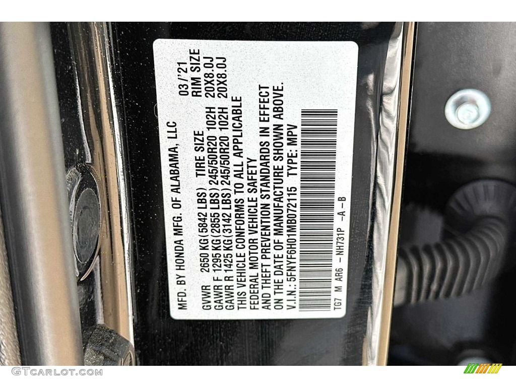 2021 Pilot Elite AWD - Crystal Black Pearl / Black photo #35