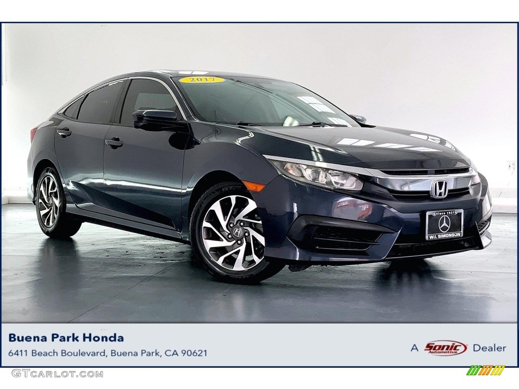 2017 Civic EX Sedan - Cosmic Blue Metallic / Gray photo #1