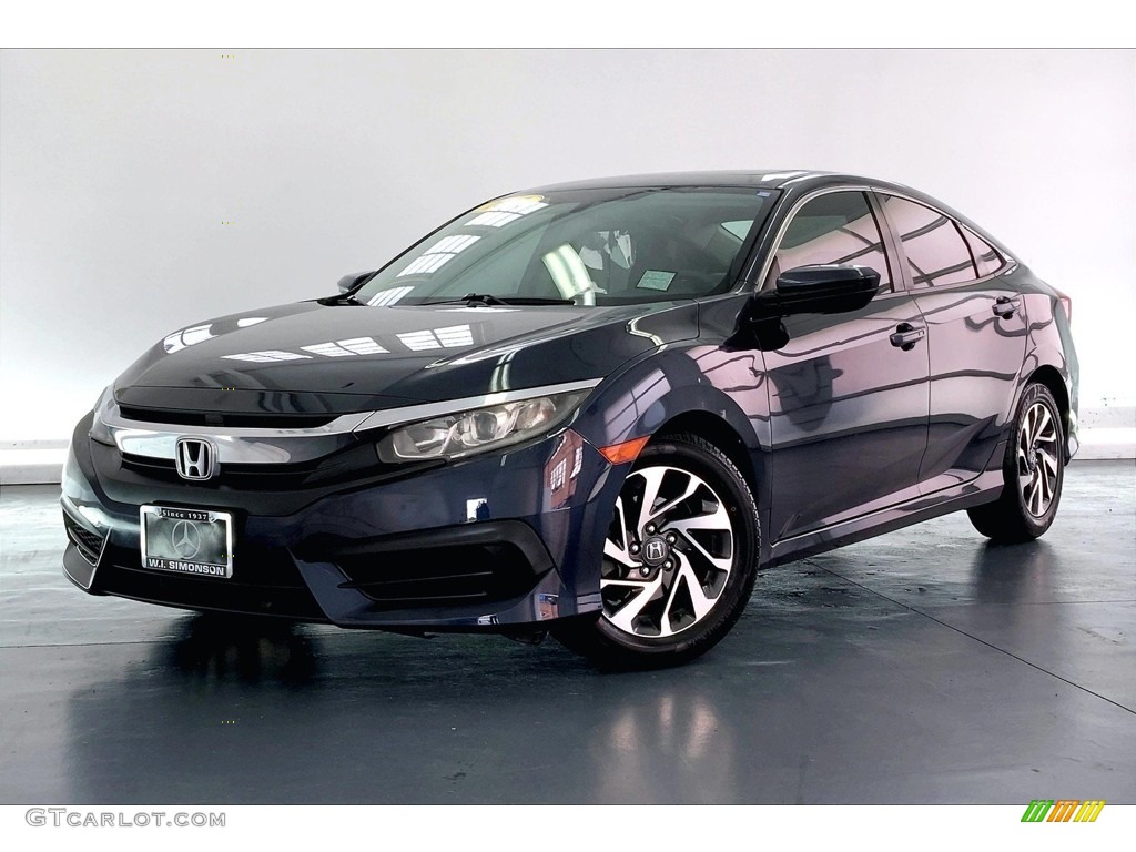 2017 Civic EX Sedan - Cosmic Blue Metallic / Gray photo #12