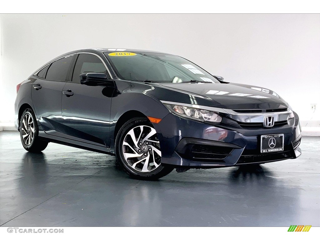 2017 Civic EX Sedan - Cosmic Blue Metallic / Gray photo #34