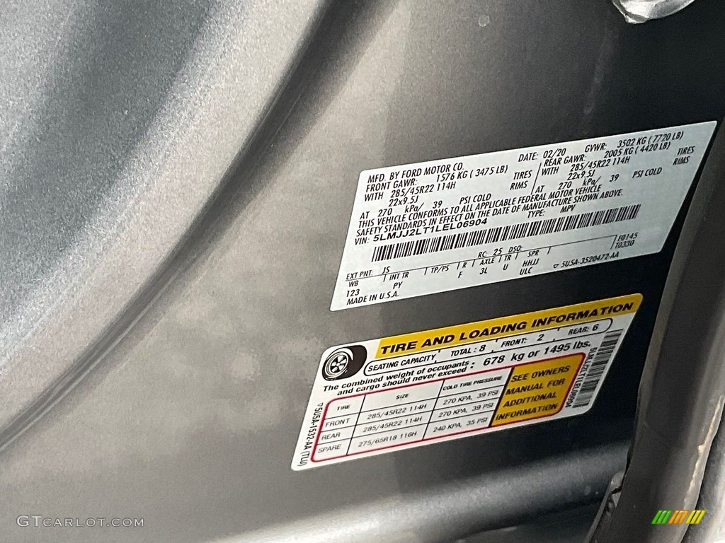 2020 Lincoln Navigator Reserve 4x4 Color Code Photos