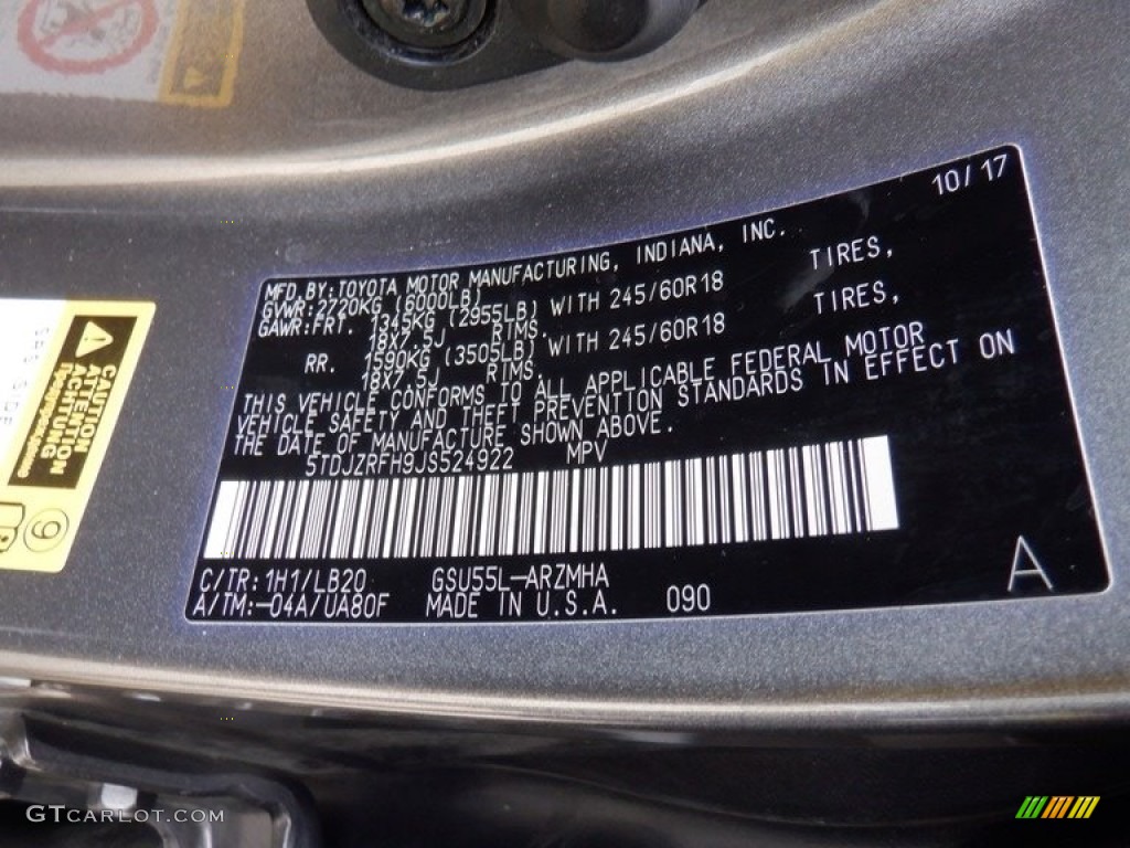 2018 Highlander XLE AWD - Predawn Gray Mica / Black photo #44