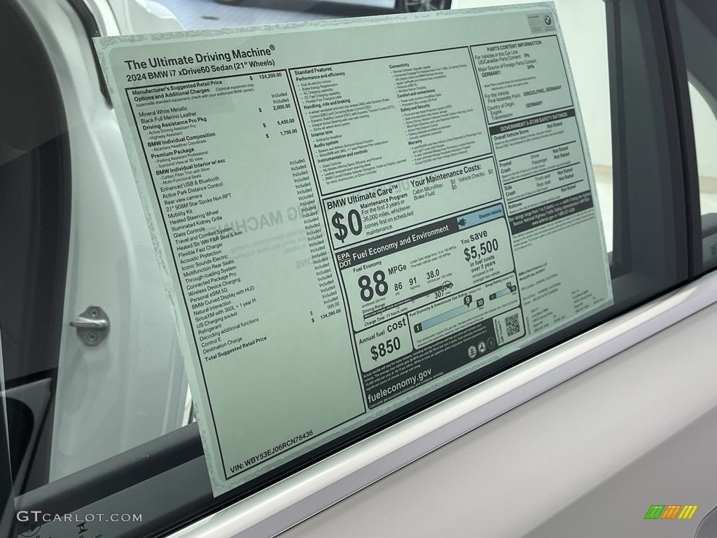 2024 BMW i7 Series xDrive60 Window Sticker Photo #146508155