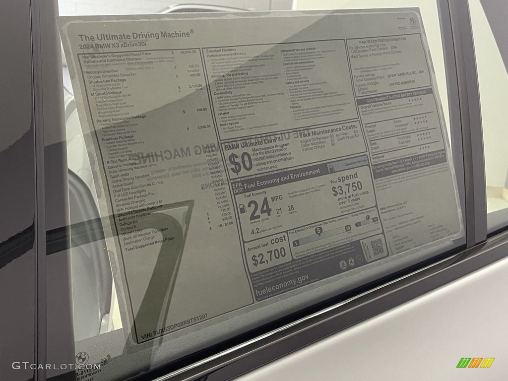 2024 BMW X3 xDrive30i Window Sticker Photo #146509975