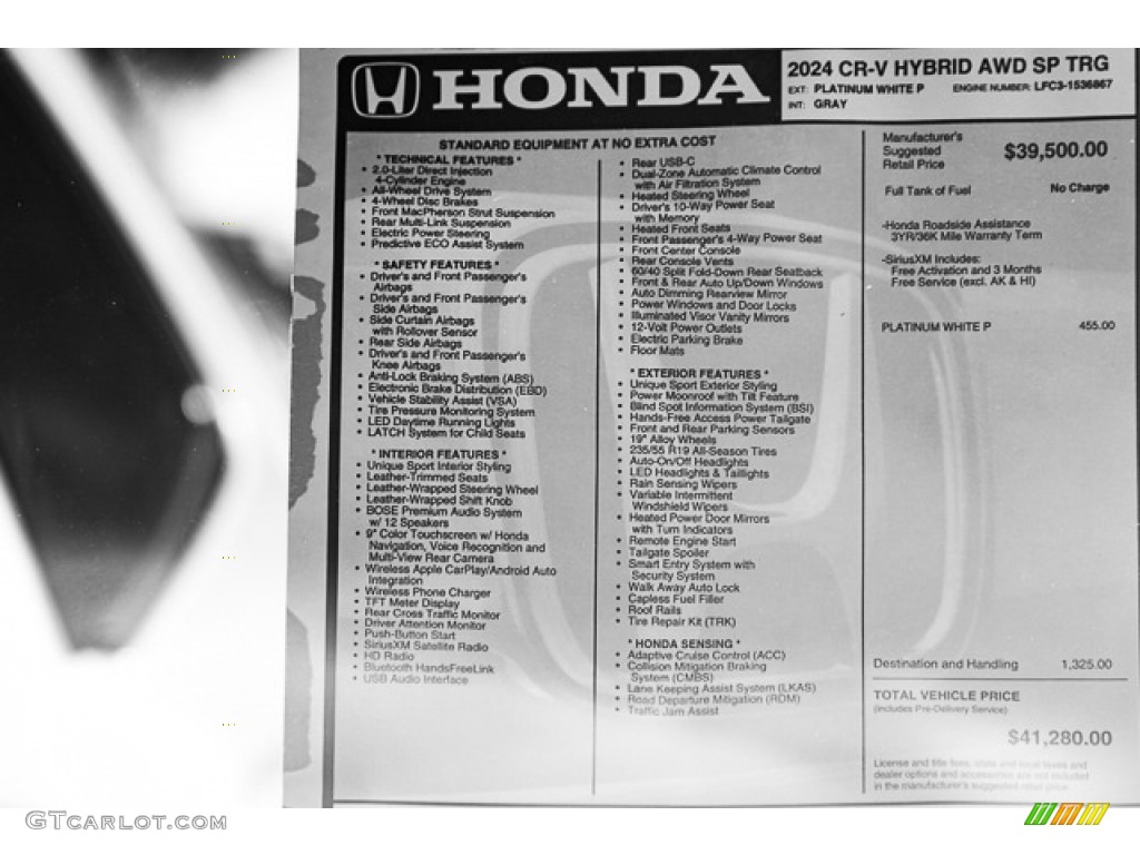 2024 Honda CR-V Sport Touring AWD Hybrid Window Sticker Photo #146511017