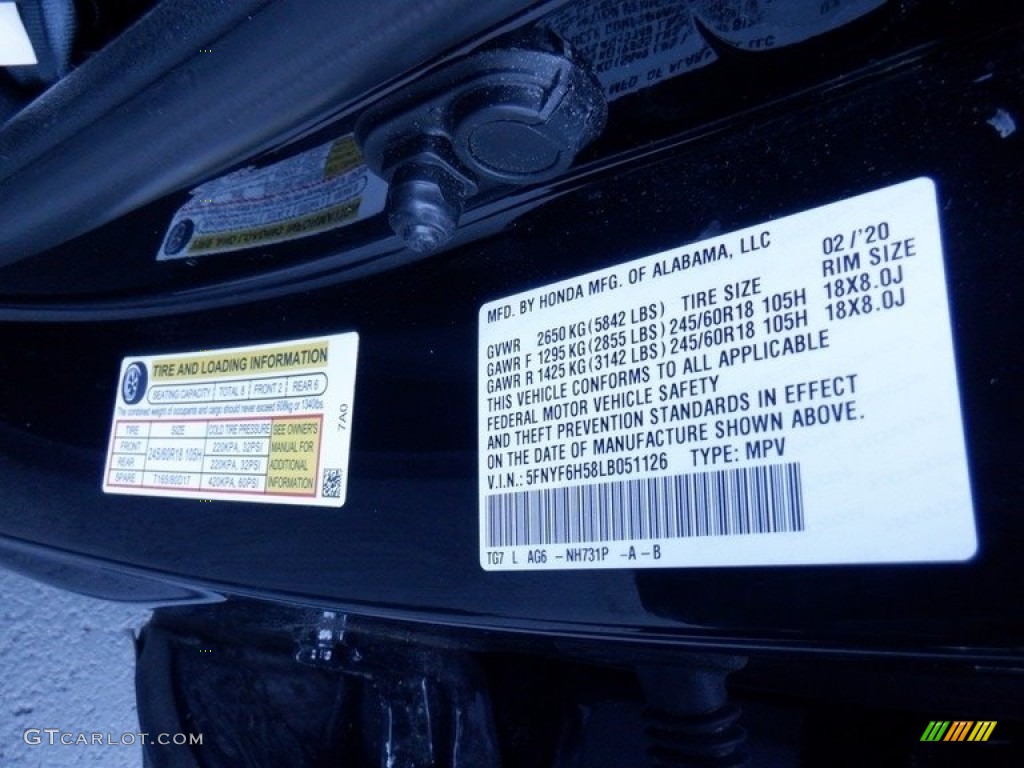 2020 Pilot EX-L AWD - Crystal Black Pearl / Black photo #34