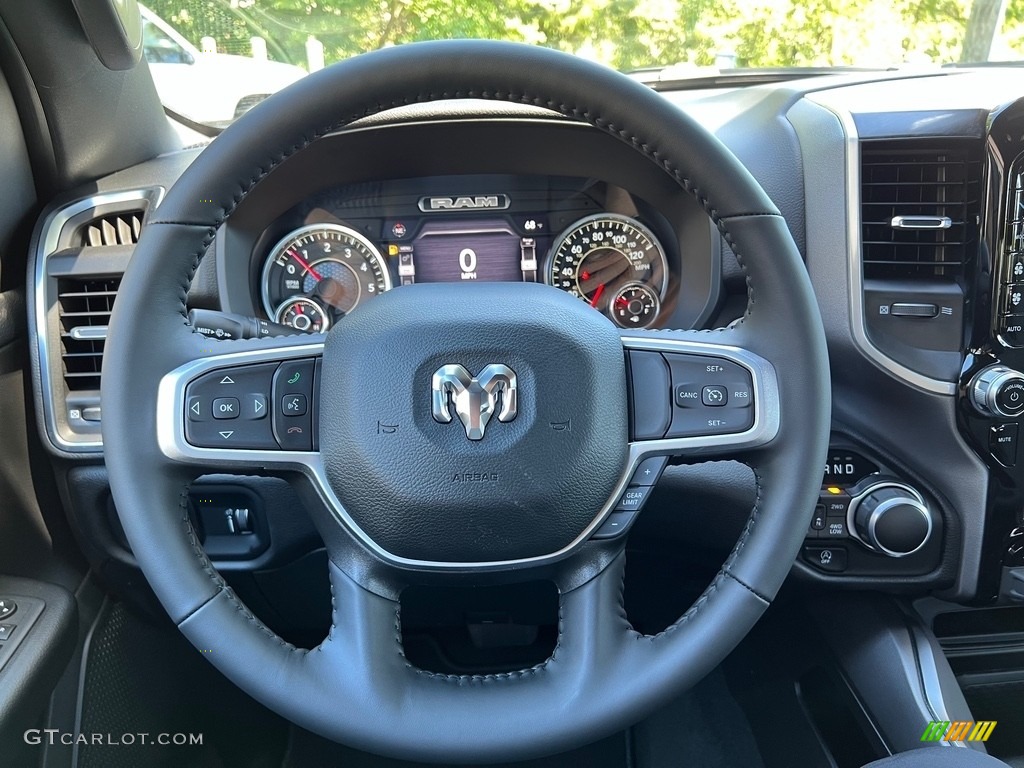 2024 Ram 1500 Big Horn Night Edition Crew Cab 4x4 Black Steering Wheel Photo #146514192