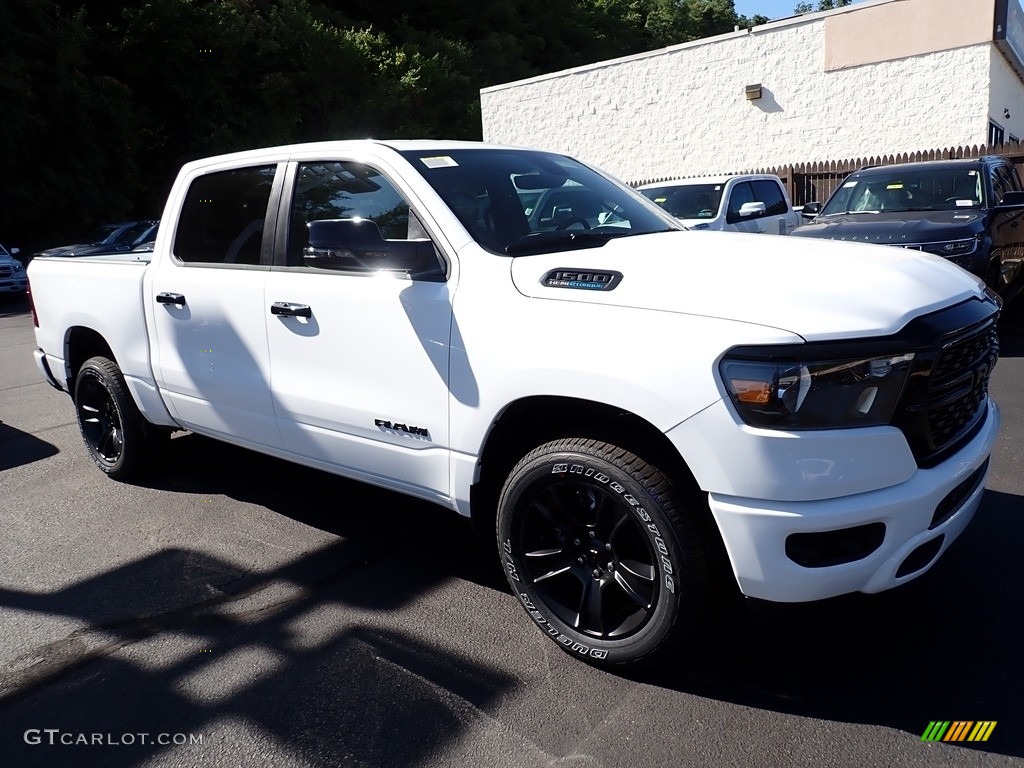 Bright White 2024 Ram 1500 Big Horn Night Edition Crew Cab 4x4 Exterior Photo #146515892