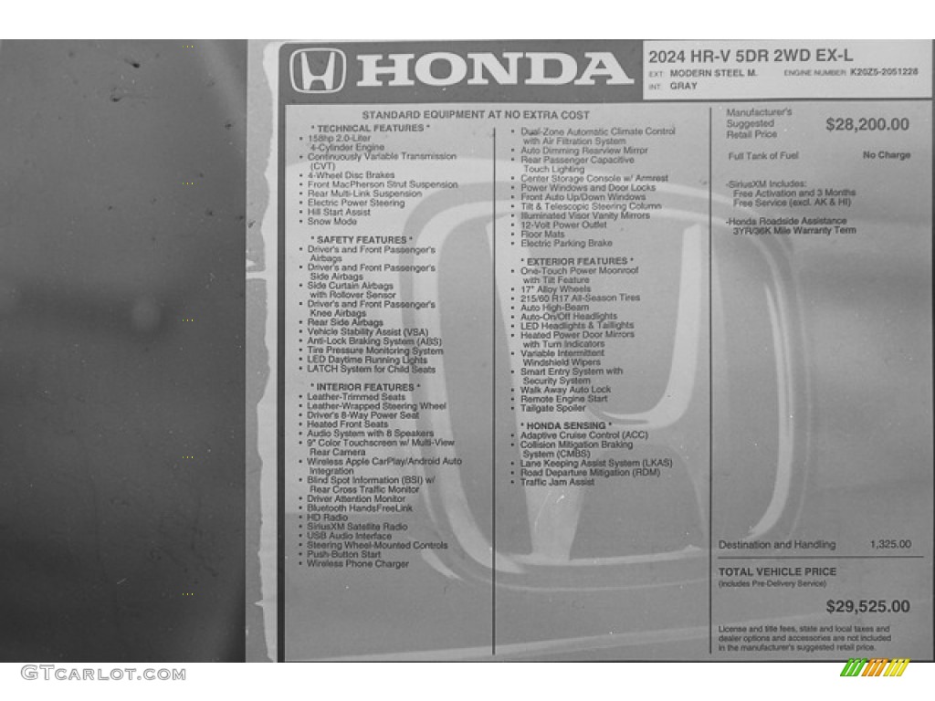 2024 Honda HR-V EX-L Window Sticker Photo #146522950