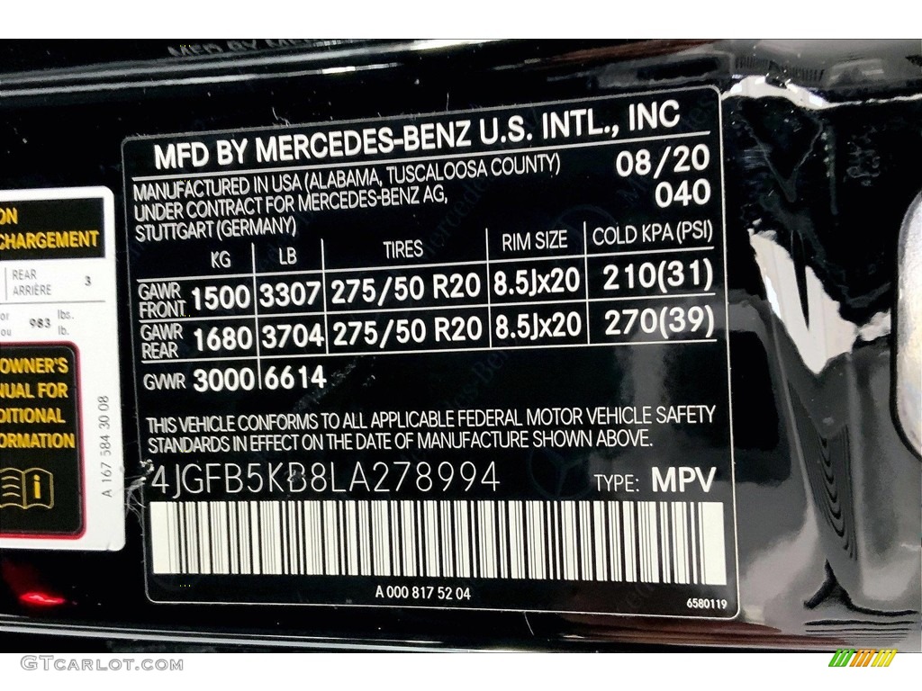 2020 GLE Color Code 040 for Black Photo #146525416
