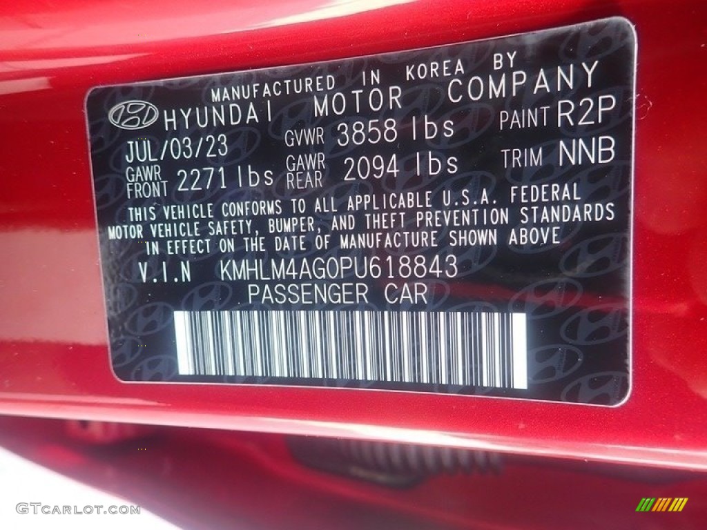 2023 Elantra Color Code R2P for Ultimate Red Metallic Photo #146525525