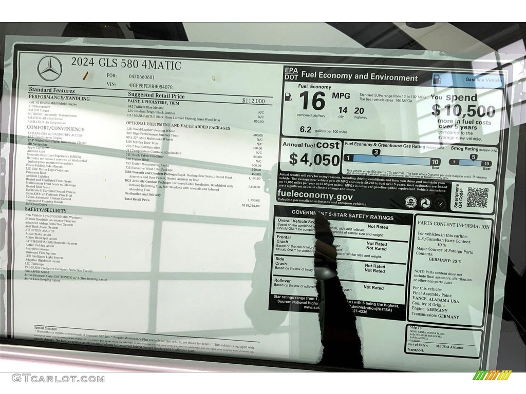 2024 Mercedes-Benz GLS 580 4Matic Window Sticker Photos