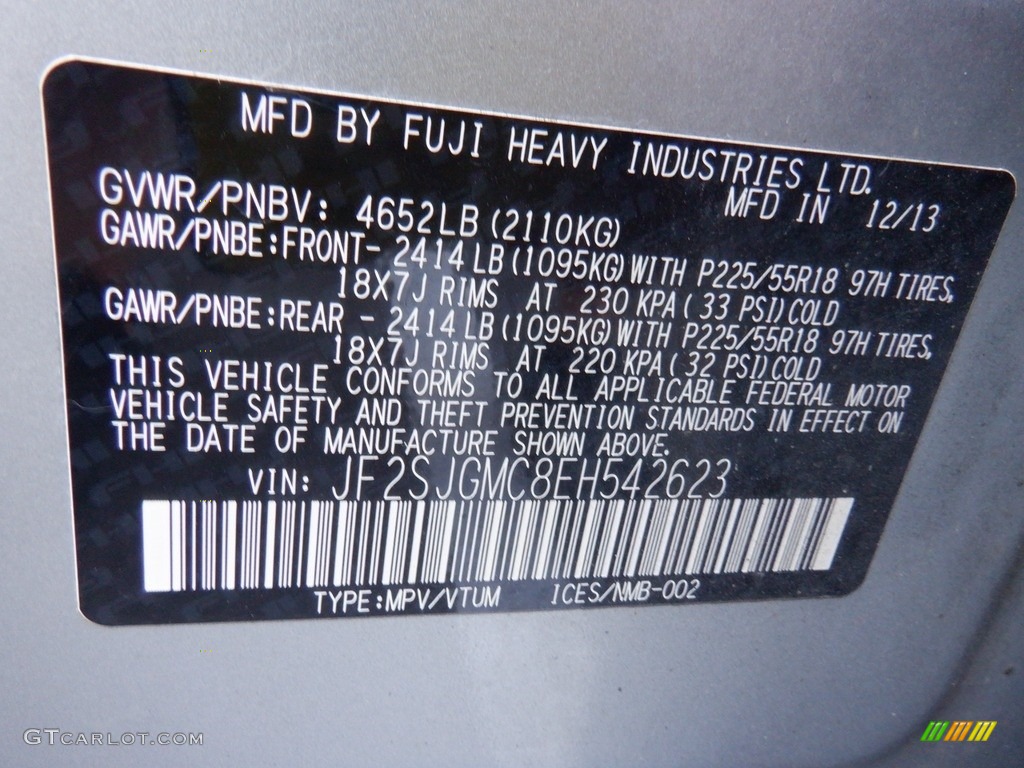 2014 Forester 2.0XT Touring - Ice Silver Metallic / Black photo #33
